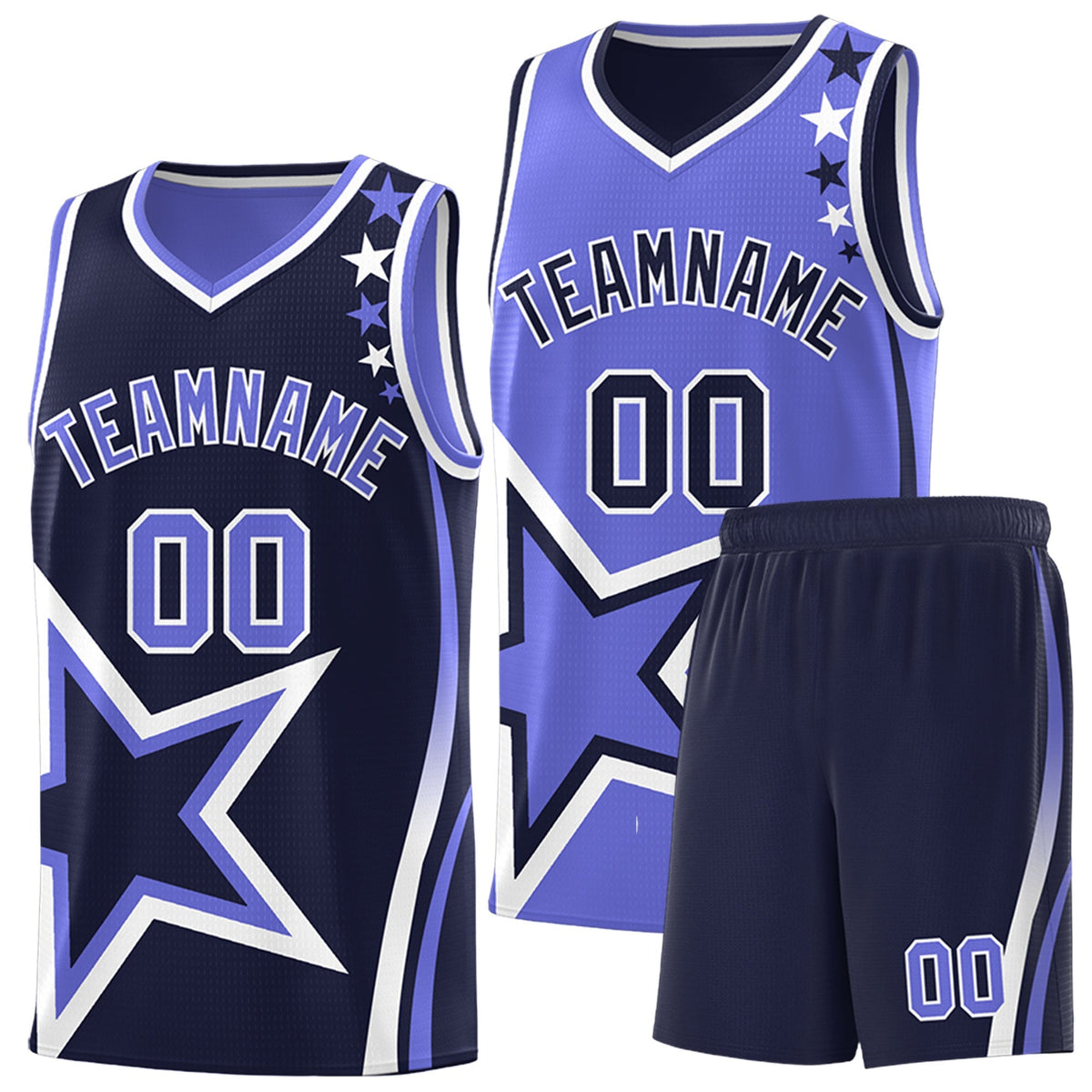 Custom Navy Purple White Star Series Reversible Sets Basketball Jersey| KXKSHOP