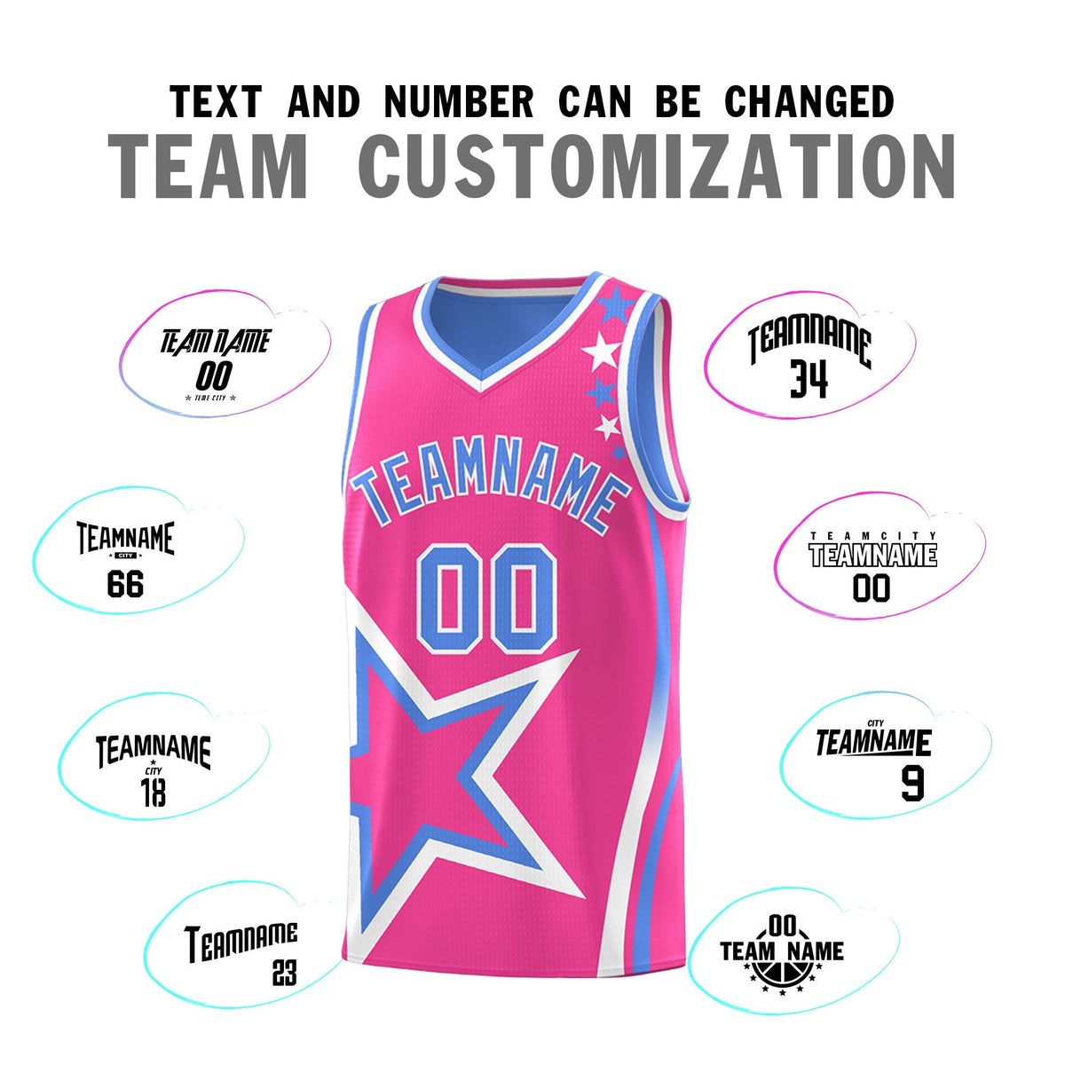 Custom Light Blue Pink White Star Series Reversible Sets Basketball Jersey| KXKSHOP
