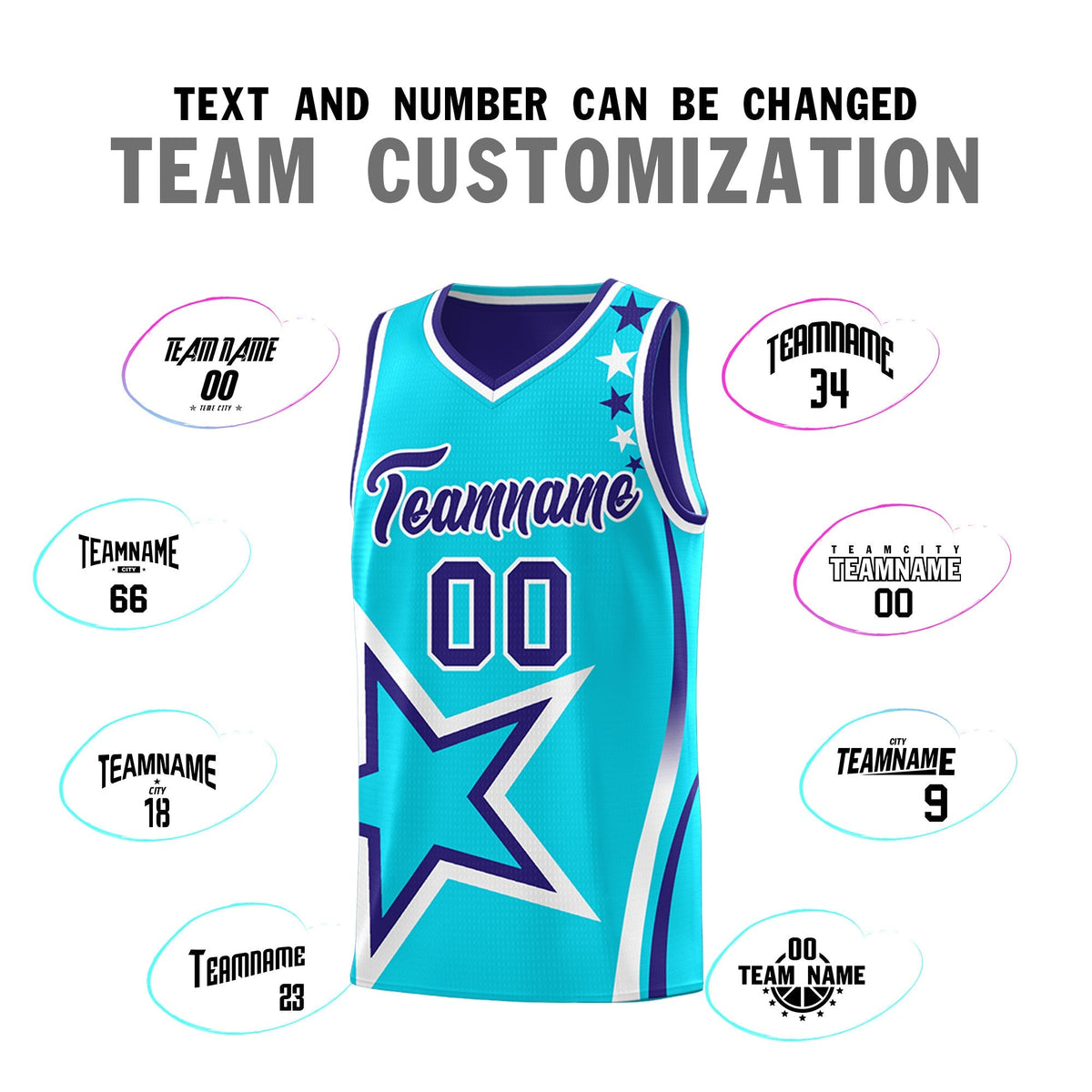 Custom Royal Sky Blue White Star Series Reversible Sets Basketball Jersey| KXKSHOP