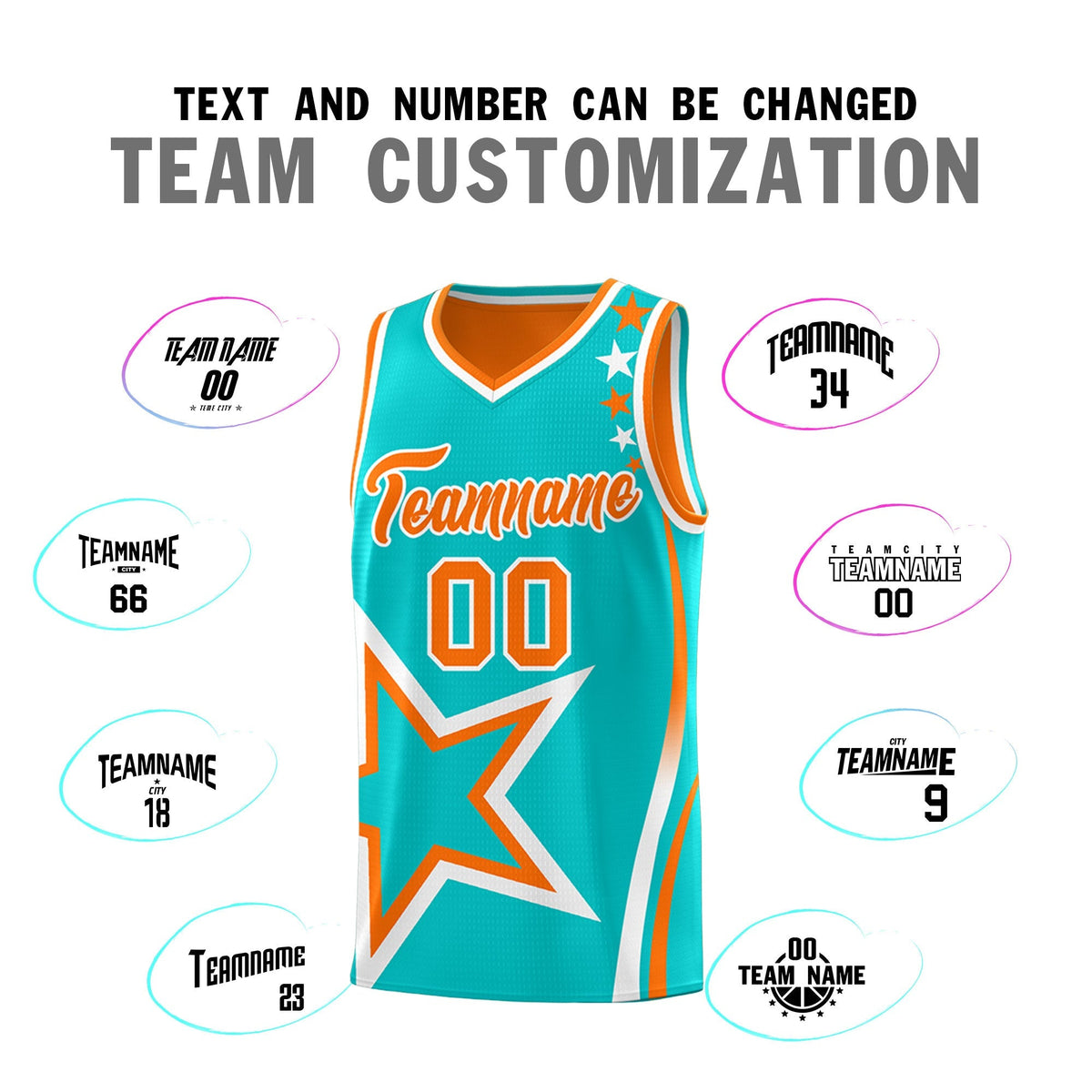 Custom Orange Aqua White Star Series Reversible Sets Basketball Jersey| KXKSHOP