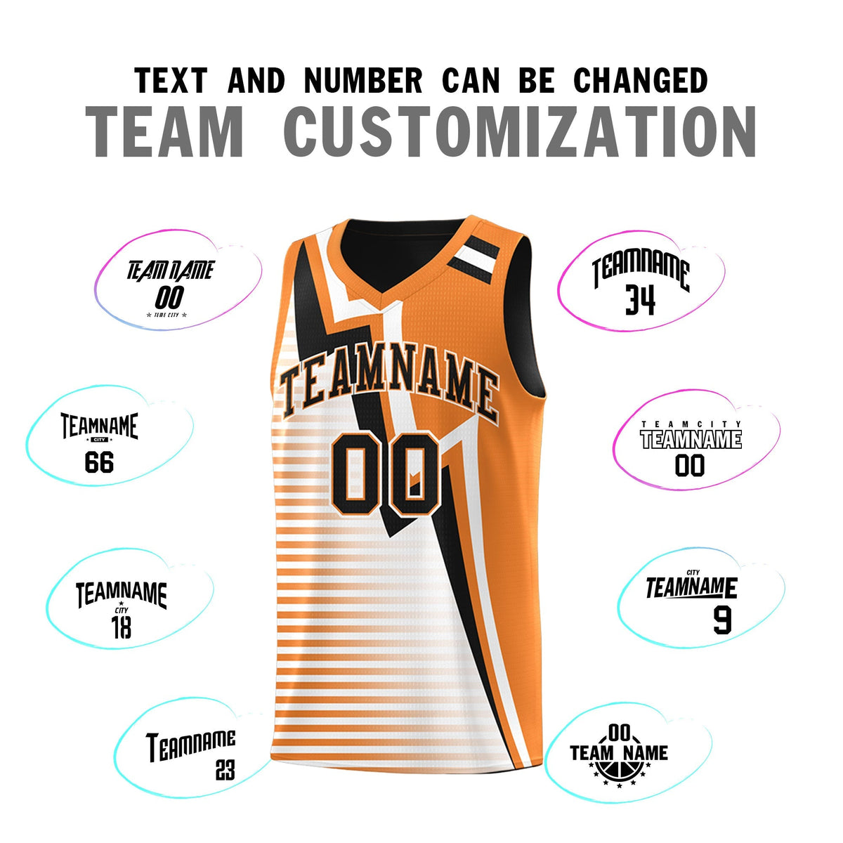 Custom Black Gold Orange White Gradient Stripes Lightning Pattern Reversible Sets Basketball Jersey| KXKSHOP
