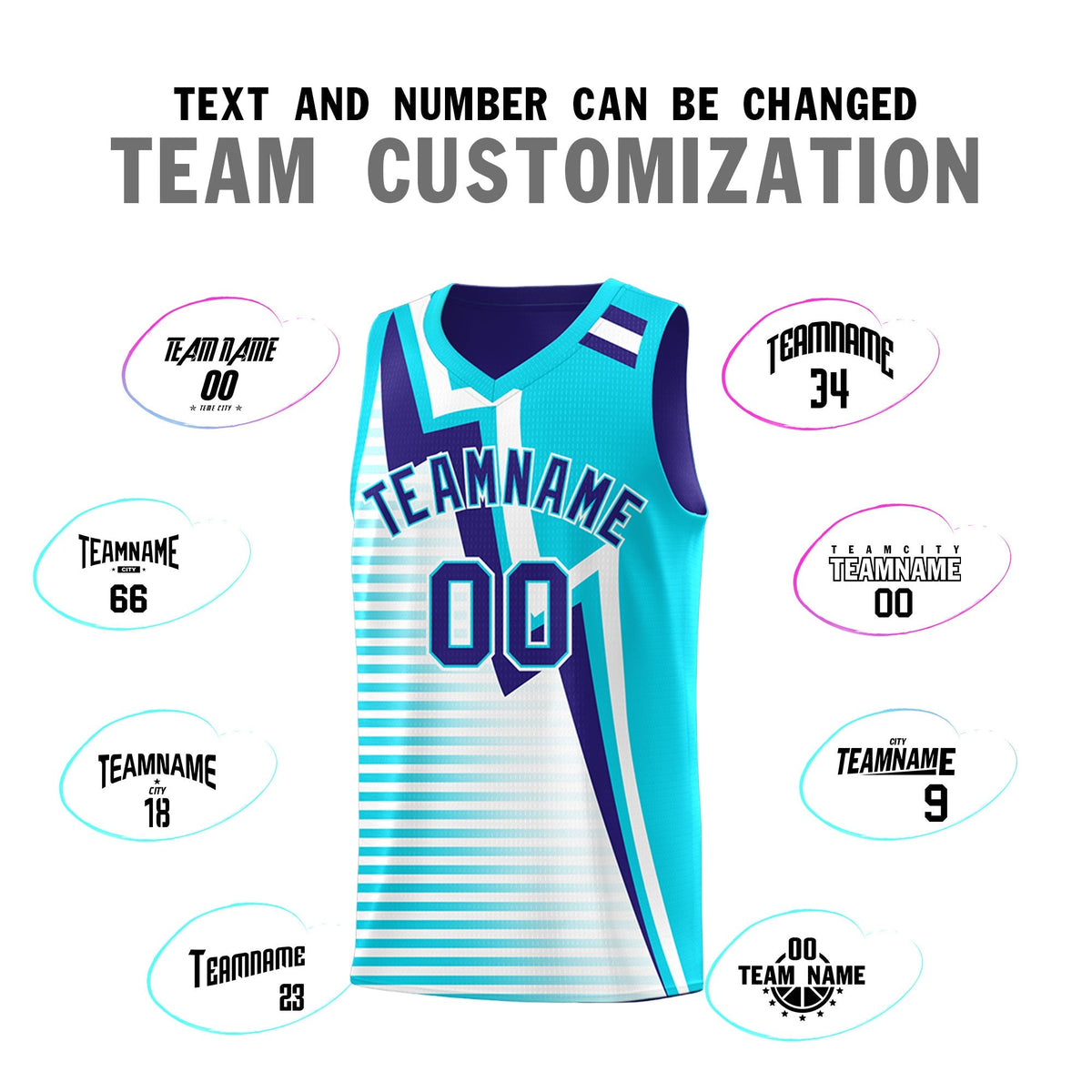 Custom Sky Blue Royal White Gradient Stripes Lightning Pattern Reversible Sets Basketball Jersey| KXKSHOP