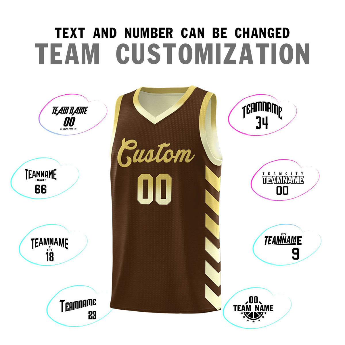 Custom Cream Brown Reversible Basketball Jersey Kits - Side Arrow Old Gold Brown Gradient