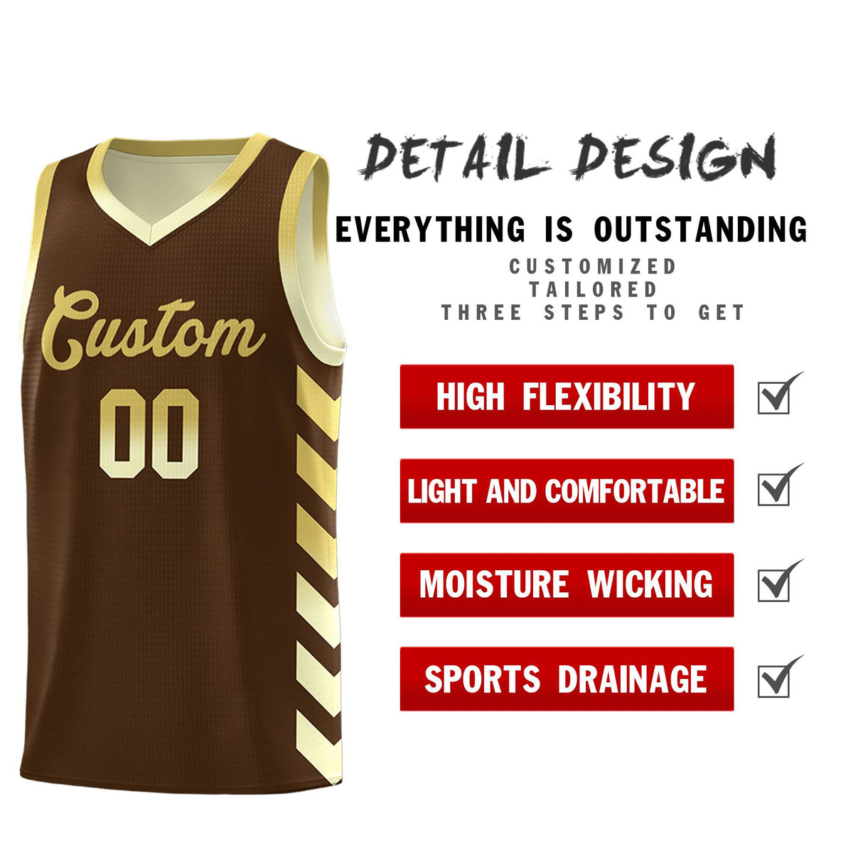 Custom Cream Brown Reversible Basketball Jersey Kits - Side Arrow Old Gold Brown Gradient