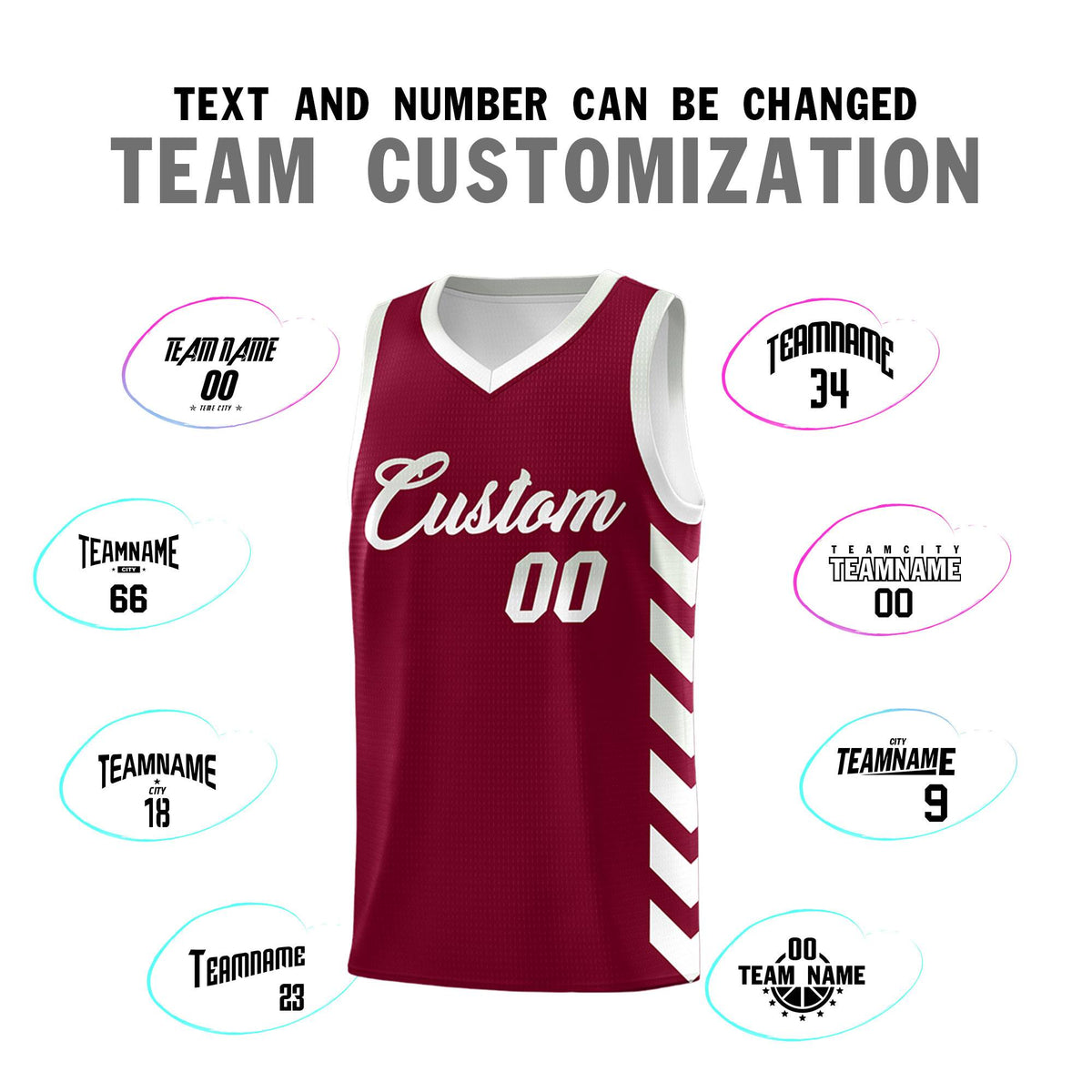 Custom White Crimson Reversible Basketball Jersey Kits - Side Arrow Crimson Gray Gradient