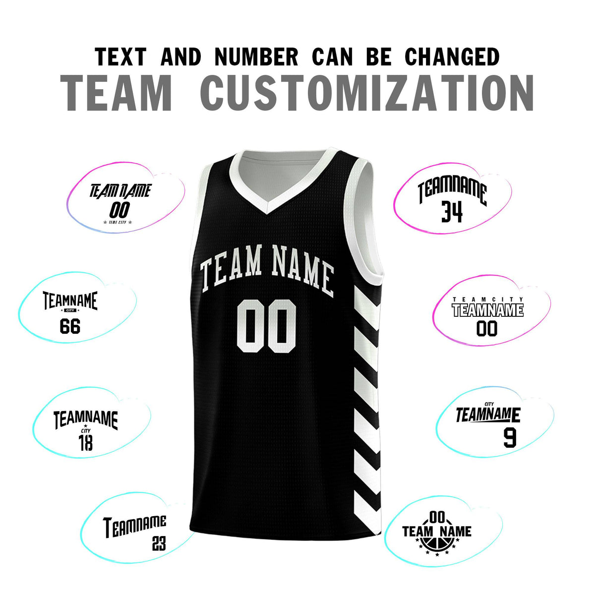 Custom White Black Reversible Basketball Jersey Kits - Side Arrow Black Gray Gradient