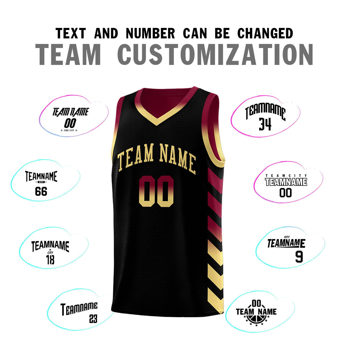 Custom Crimson Black Reversible Basketball Jersey Kits - Side Arrow Black Khaki Gradient