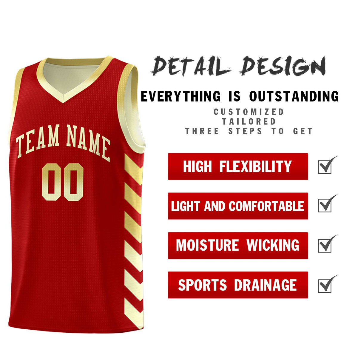 Custom Cream Red Reversible Basketball Jersey Kits - Side Arrow Old Gold Red Gradient