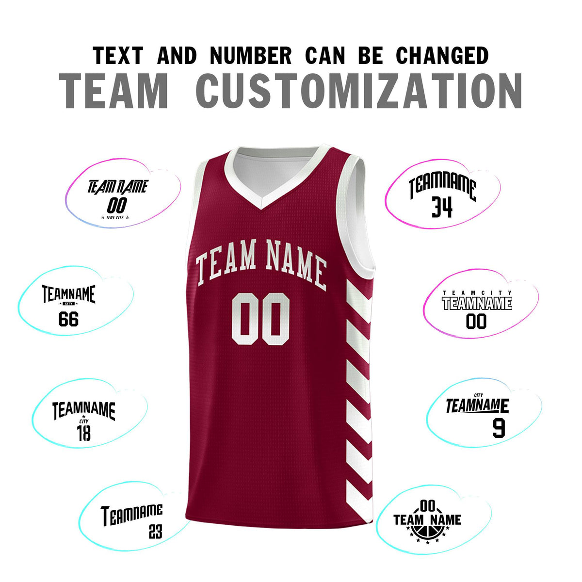 Custom White Crimson Reversible Basketball Jersey Kits - Side Arrow Crimson Gray Gradient