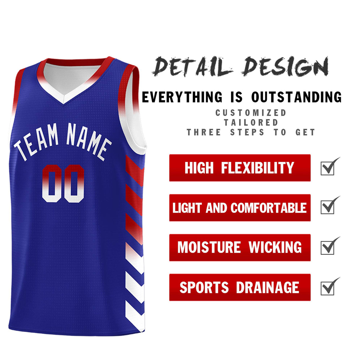 Custom White Royal Reversible Basketball Jersey Kits - Side Arrow Royal Red Gradient