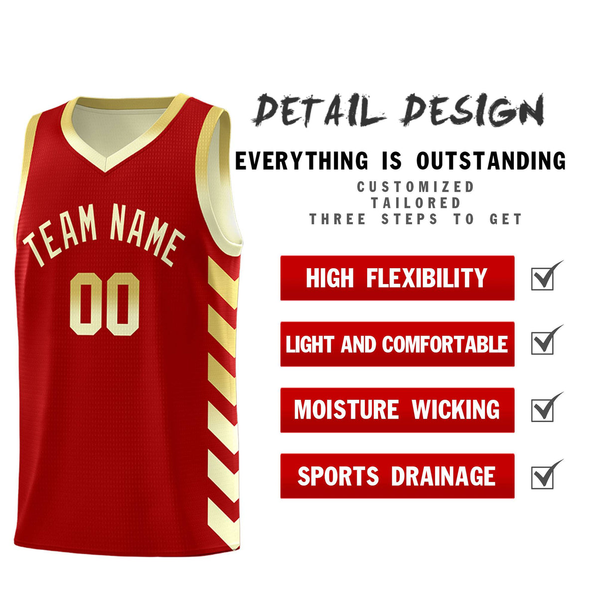 Custom Cream Red Reversible Basketball Jersey Kits - Side Arrow Old Gold Red Gradient