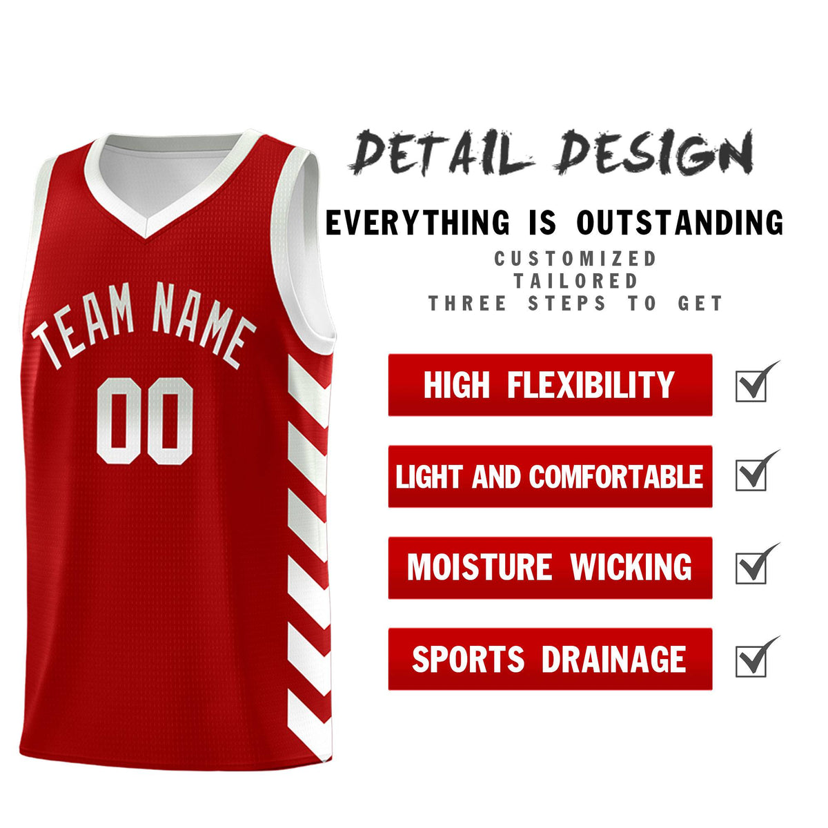Custom White Red Reversible Basketball Jersey Kits - Side Arrow Red Gray Gradient