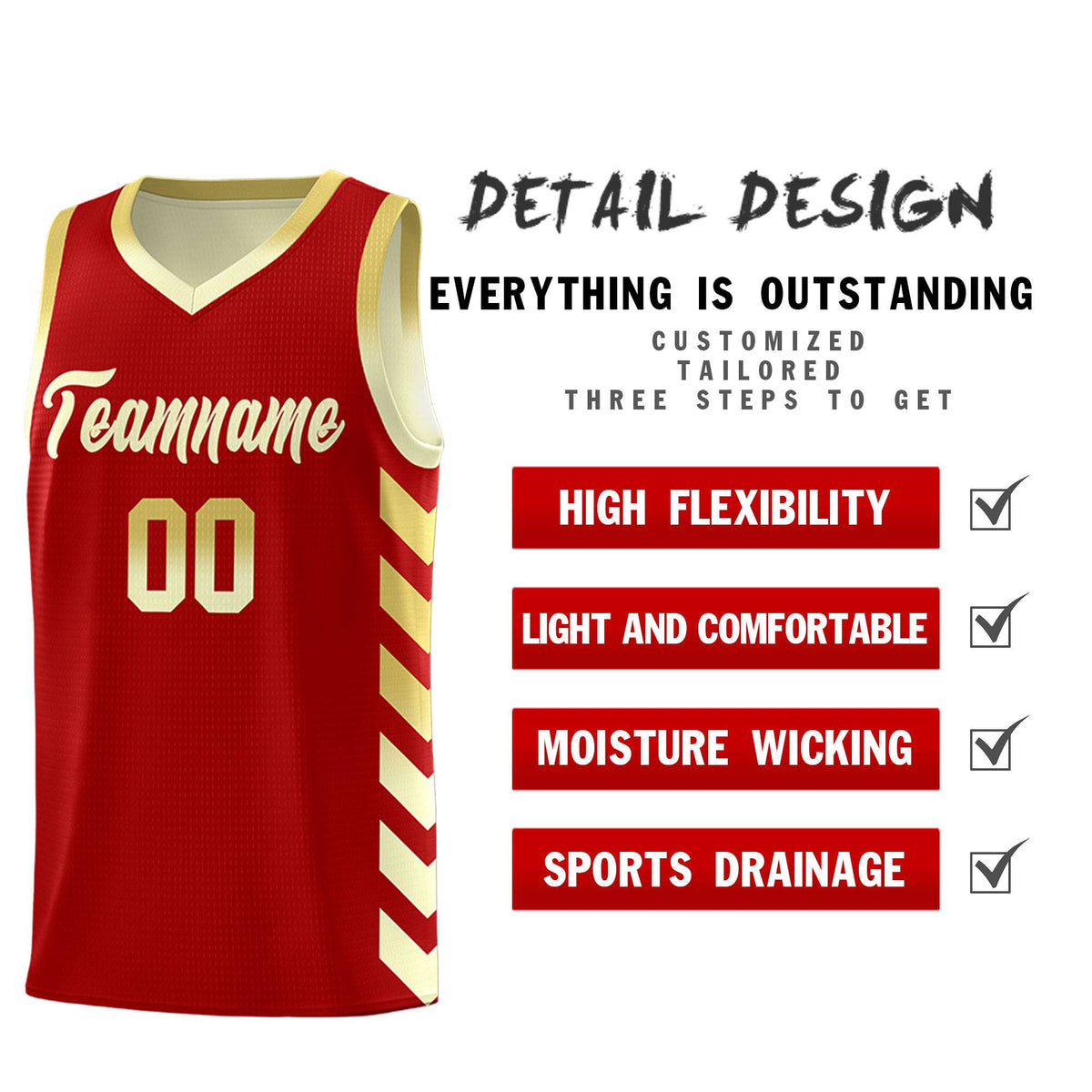 Custom Cream Red Reversible Basketball Jersey Kits - Side Arrow Old Gold Red Gradient
