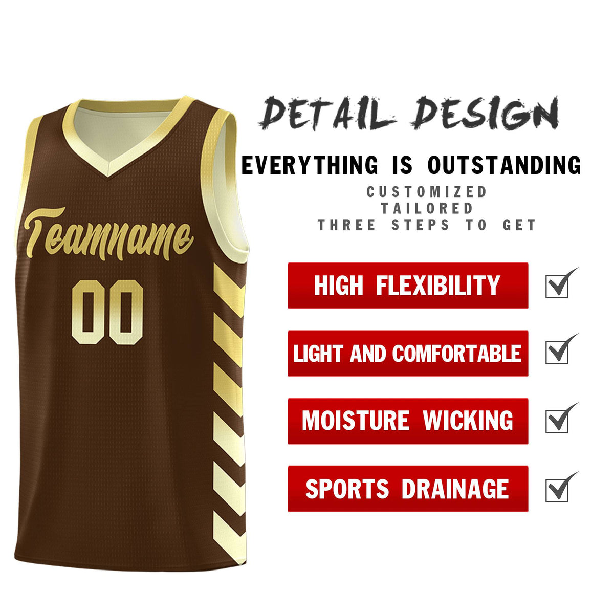 Custom Cream Brown Reversible Basketball Jersey Kits - Side Arrow Old Gold Brown Gradient