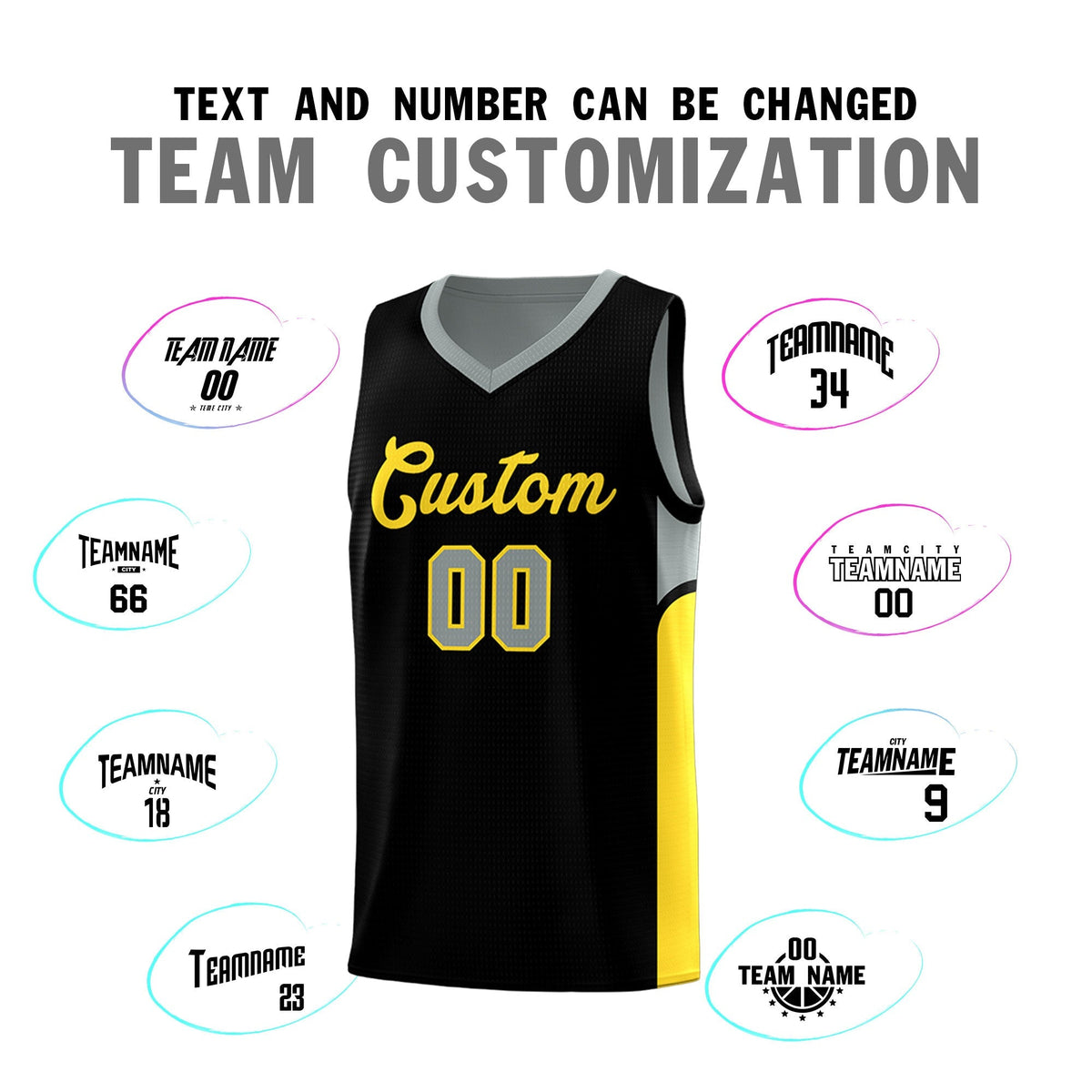 Custom Black Gray Side U-shaped Patttern Double Side Sports Uniform Basketball Jersey|KXKSHOP
