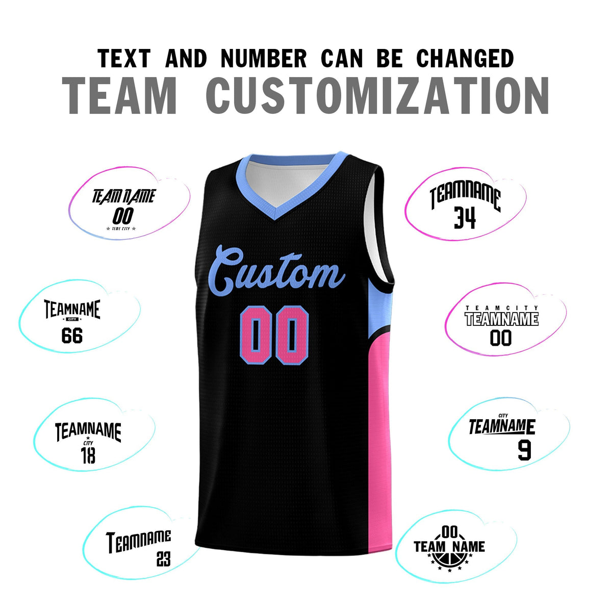 Custom Black White Side U-shaped Patttern Double Side Sports Uniform Basketball Jersey|KXKSHOP