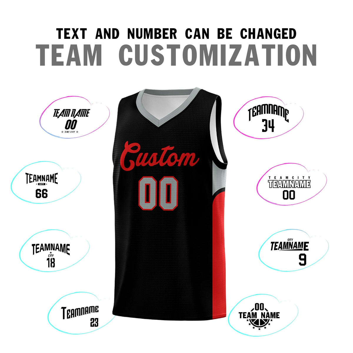 Custom Black White Side U-shaped Patttern Double Side Sports Uniform Basketball Jersey|KXKSHOP