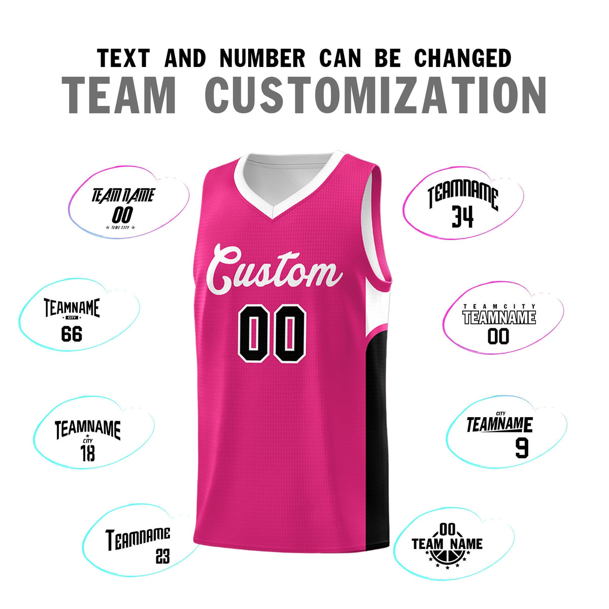 Custom Pink White Side U-shaped Patttern Double Side Sports Uniform Basketball Jersey|KXKSHOP
