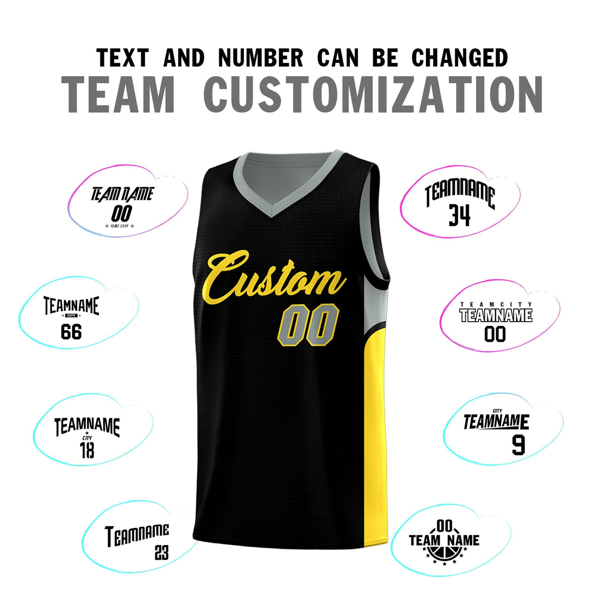 Custom Black Gray Side U-shaped Patttern Double Side Sports Uniform Basketball Jersey|KXKSHOP