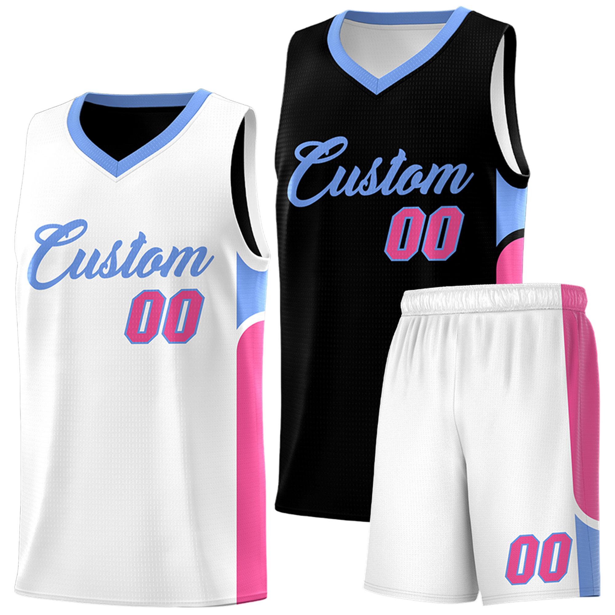Custom Black White Side U-shaped Patttern Double Side Sports Uniform Basketball Jersey|KXKSHOP