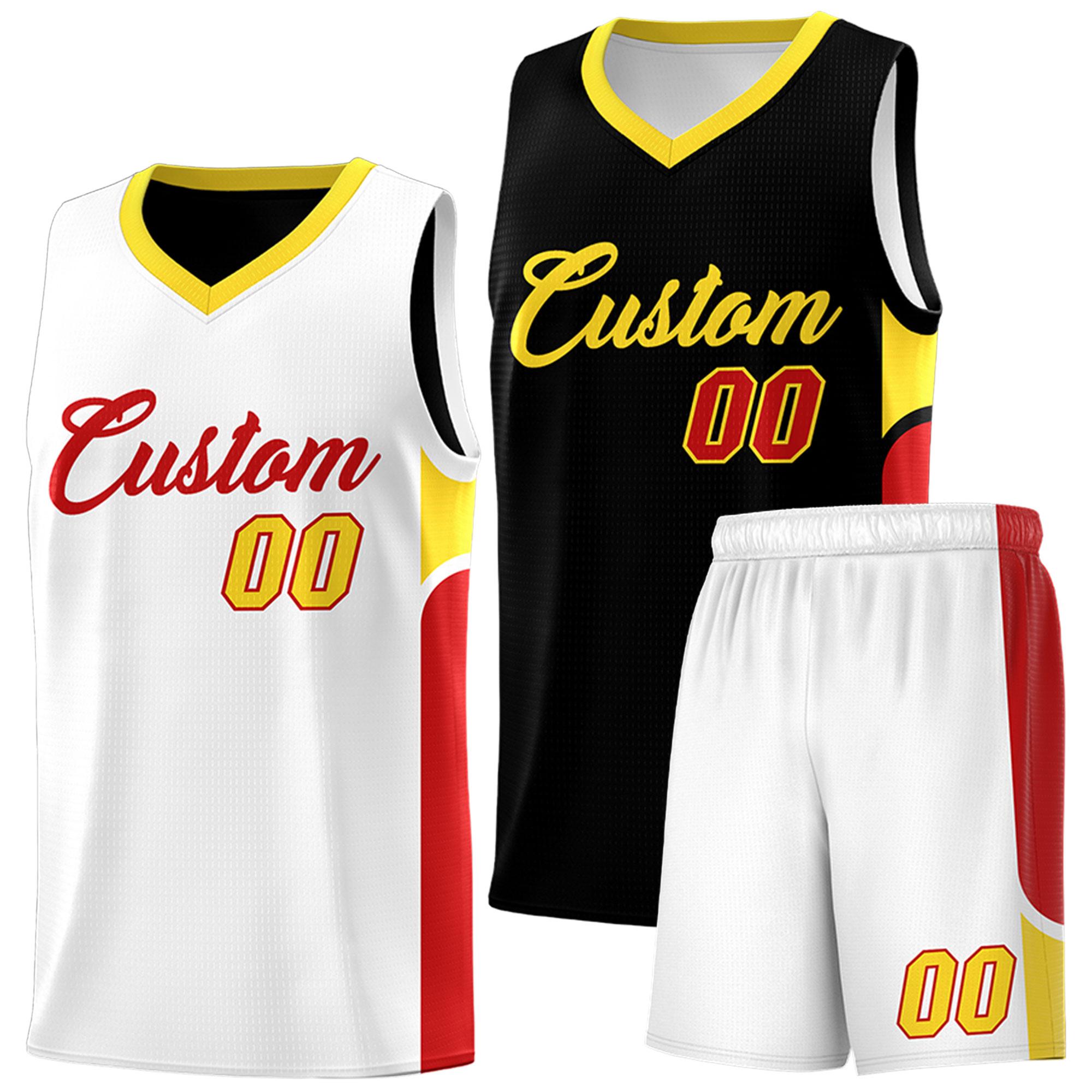 Custom Black White Side U-shaped Patttern Double Side Sports Uniform Basketball Jersey|KXKSHOP