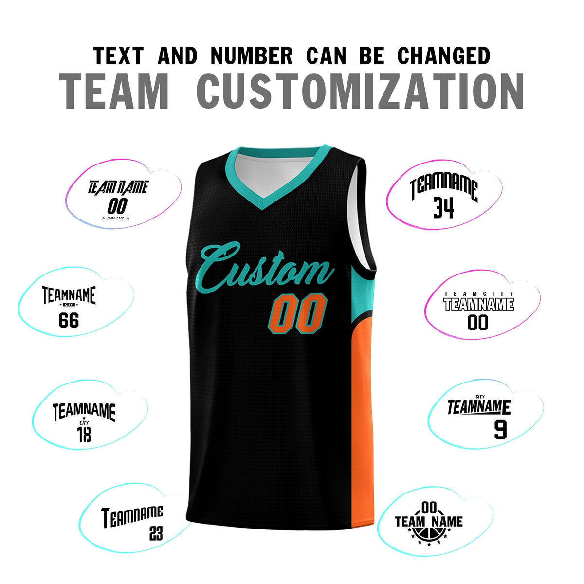 Custom Black White Side U-shaped Patttern Double Side Sports Uniform Basketball Jersey|KXKSHOP