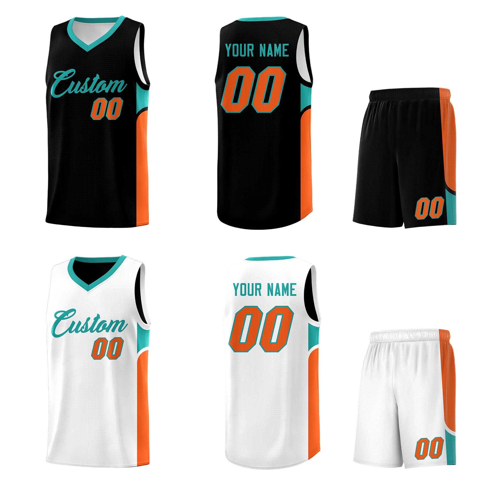 Custom Black White Side U-shaped Patttern Double Side Sports Uniform Basketball Jersey|KXKSHOP