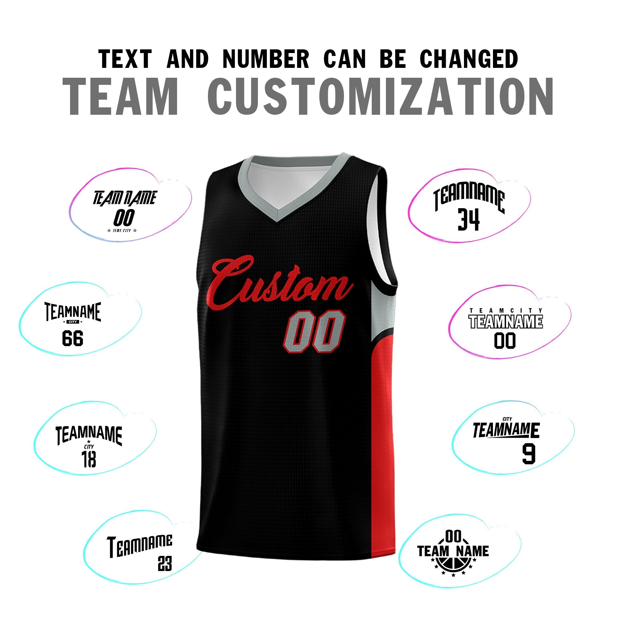 Custom Black White Side U-shaped Patttern Double Side Sports Uniform Basketball Jersey|KXKSHOP