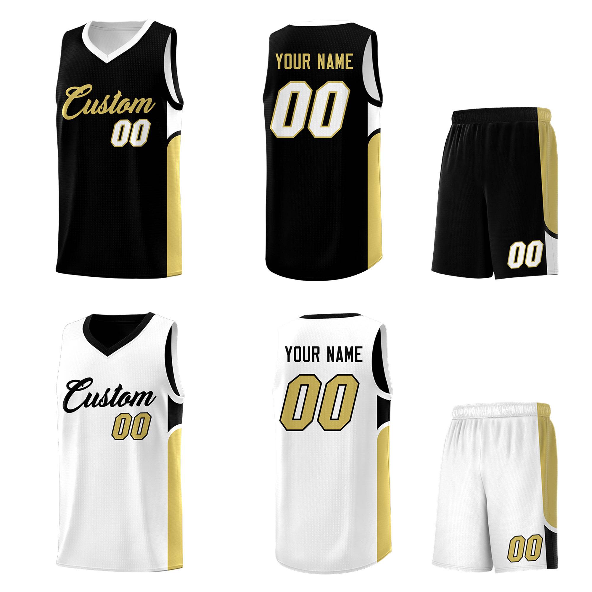 Custom Black White Side U-shaped Patttern Double Side Sports Uniform Basketball Jersey|KXKSHOP