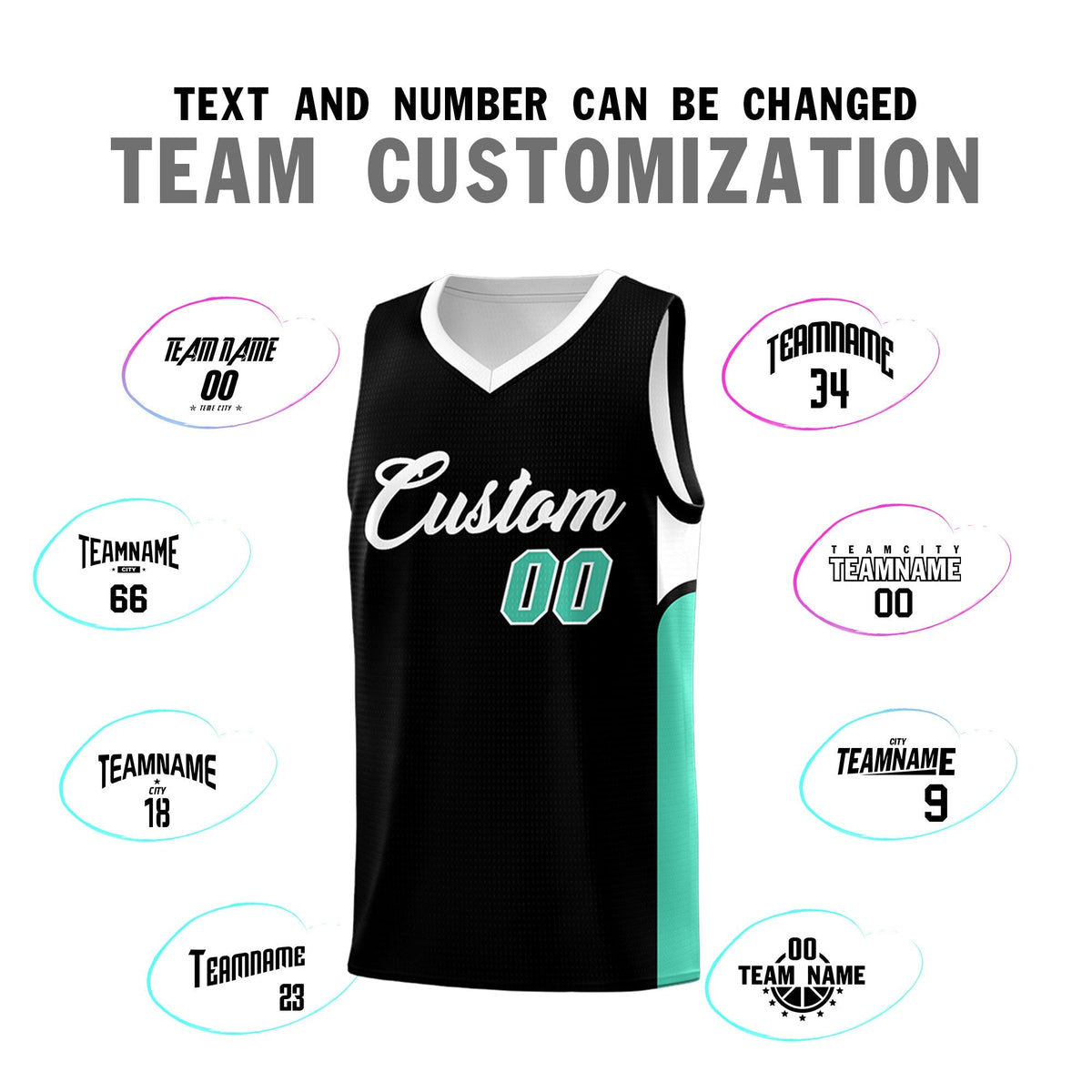 Custom Black White Side U-shaped Patttern Double Side Sports Uniform Basketball Jersey|KXKSHOP