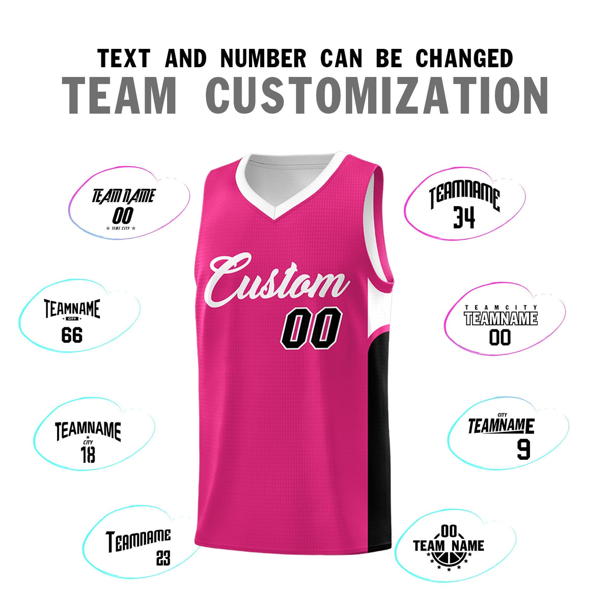 Custom Pink White Side U-shaped Patttern Double Side Sports Uniform Basketball Jersey|KXKSHOP