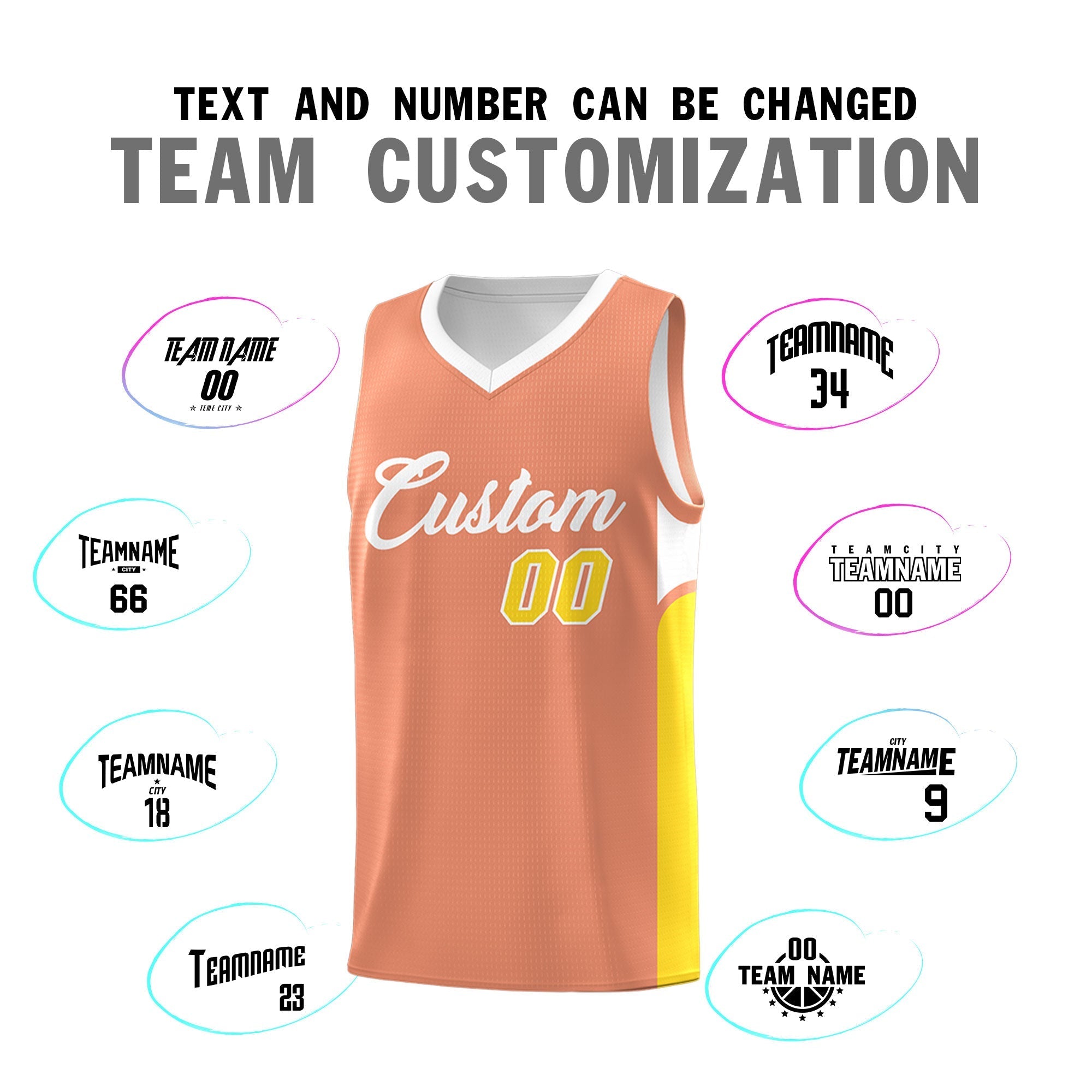 Custom Orange White Side U-shaped Patttern Double Side Sports Uniform Basketball Jersey|KXKSHOP