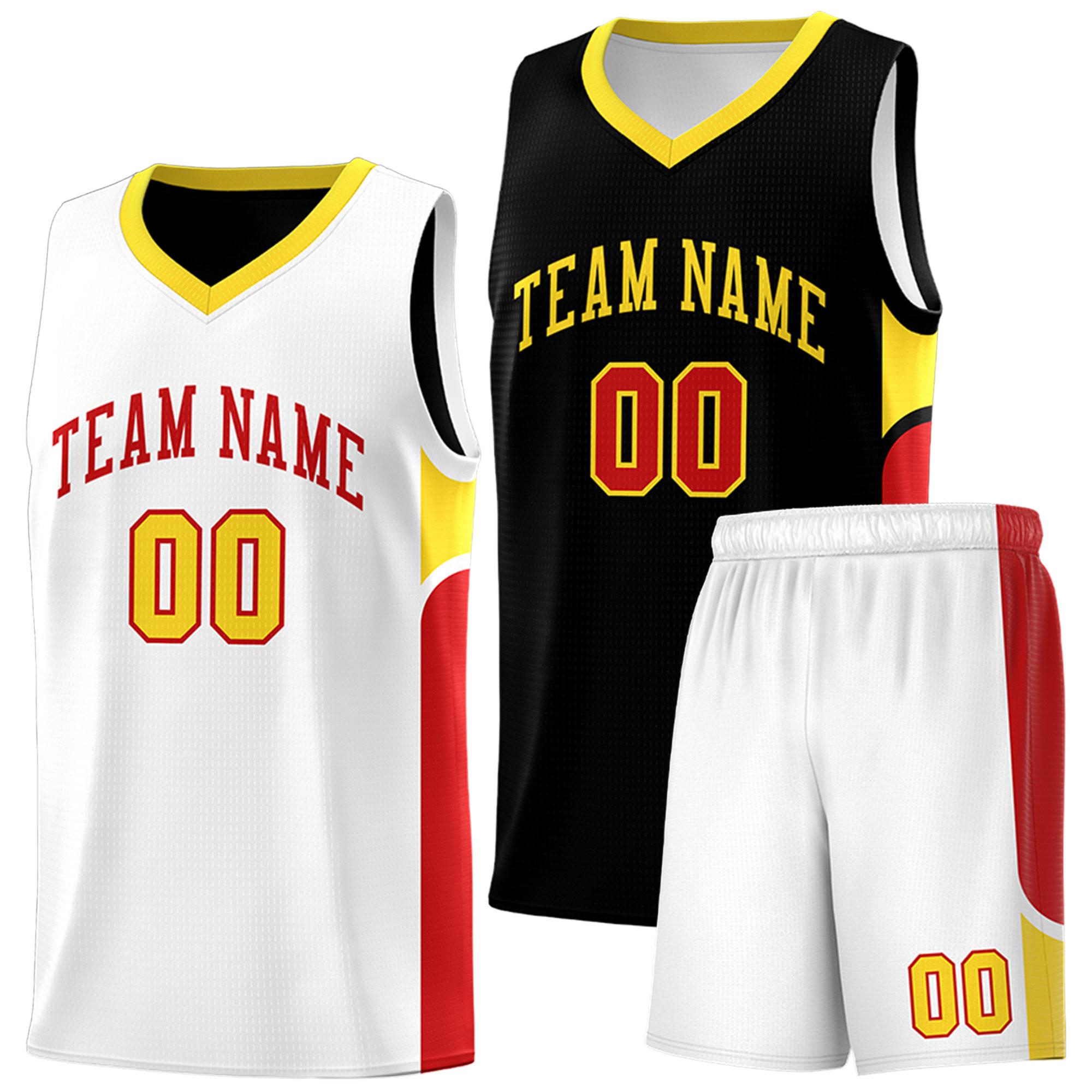Custom Black White Side U-shaped Patttern Double Side Sports Uniform Basketball Jersey|KXKSHOP