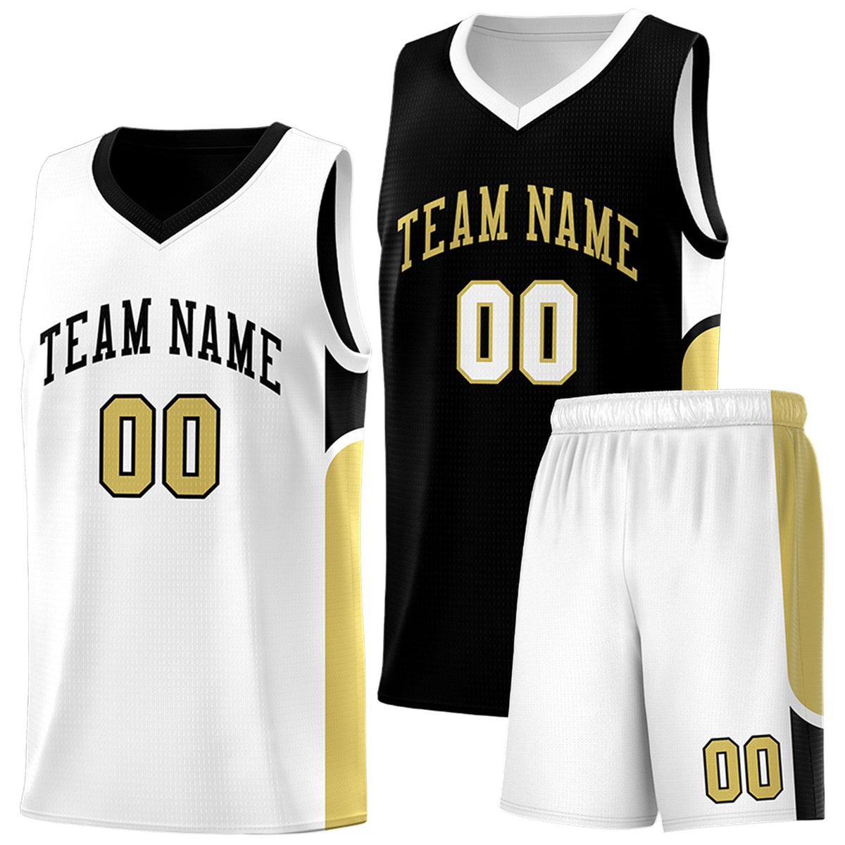 Custom Black White Side U-shaped Patttern Double Side Sports Uniform Basketball Jersey|KXKSHOP