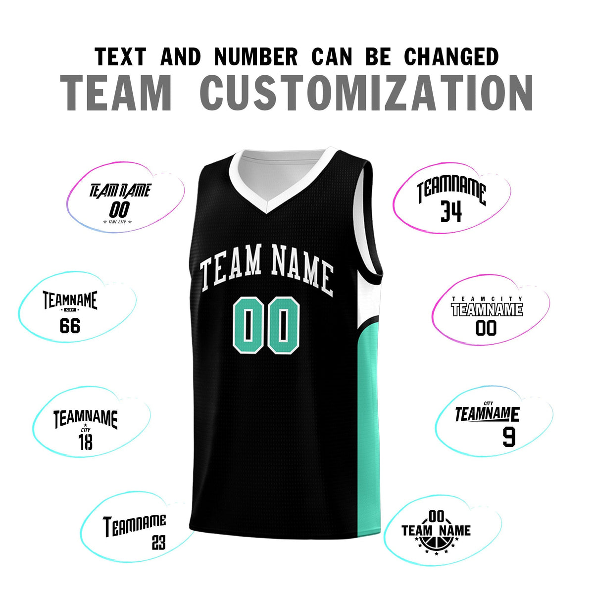 Custom Black White Side U-shaped Patttern Double Side Sports Uniform Basketball Jersey|KXKSHOP