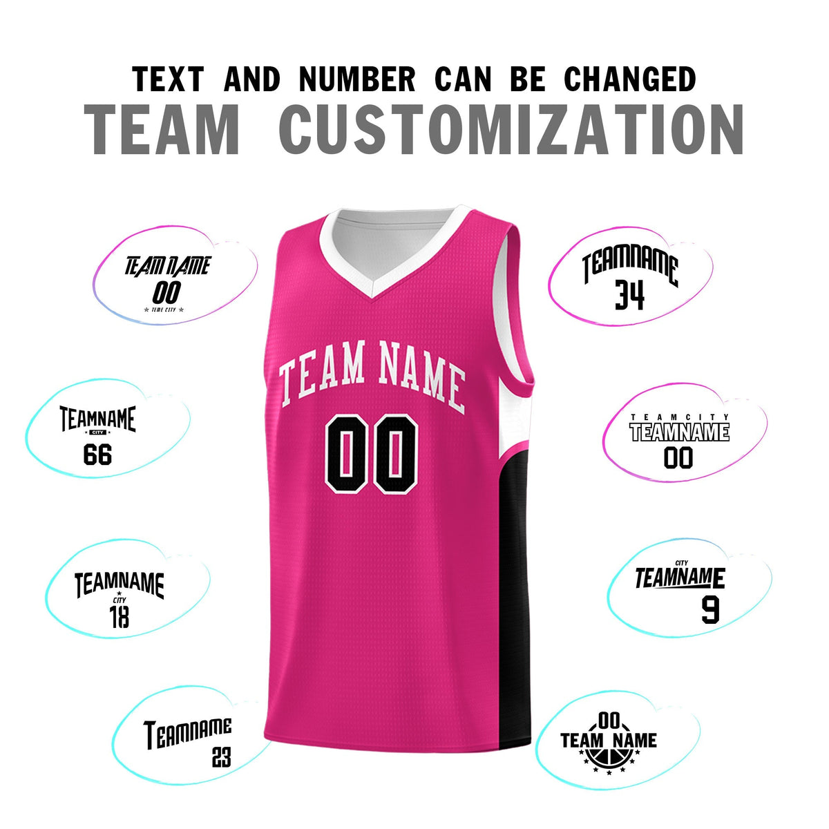 Custom Pink White Side U-shaped Patttern Double Side Sports Uniform Basketball Jersey|KXKSHOP