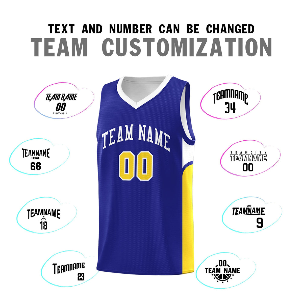 Custom Royal White Side U-shaped Patttern Double Side Sports Uniform Basketball Jersey|KXKSHOP