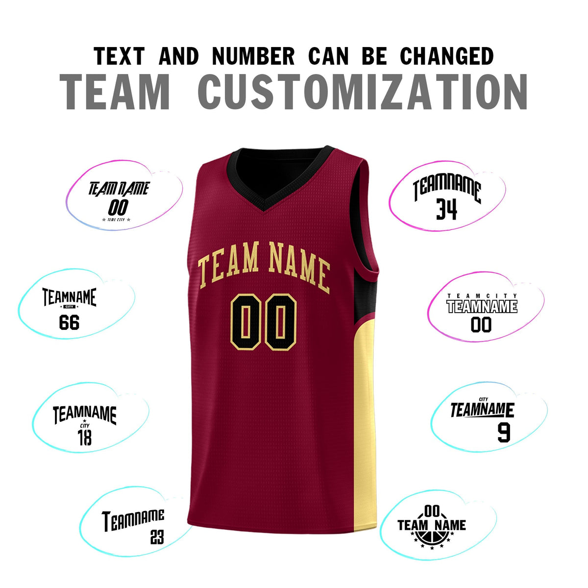 Custom Crimson Black Side U-shaped Patttern Double Side Sports Uniform Basketball Jersey|KXKSHOP