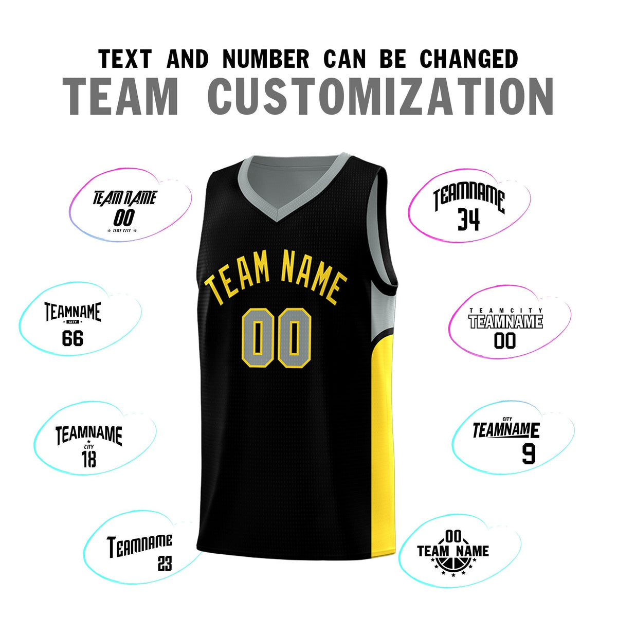Custom Black Gray Side U-shaped Patttern Double Side Sports Uniform Basketball Jersey|KXKSHOP
