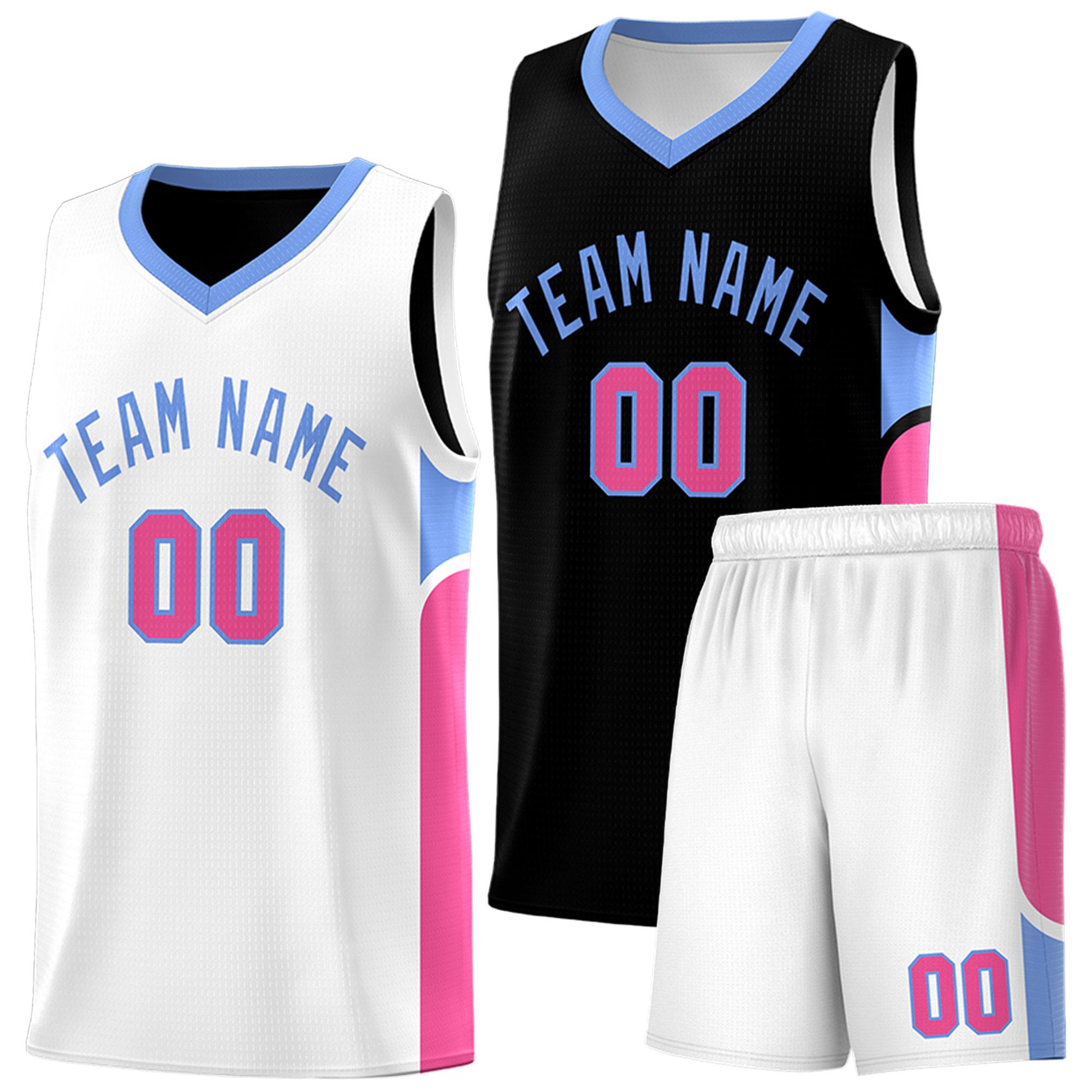 Custom Black White Side U-shaped Patttern Double Side Sports Uniform Basketball Jersey|KXKSHOP