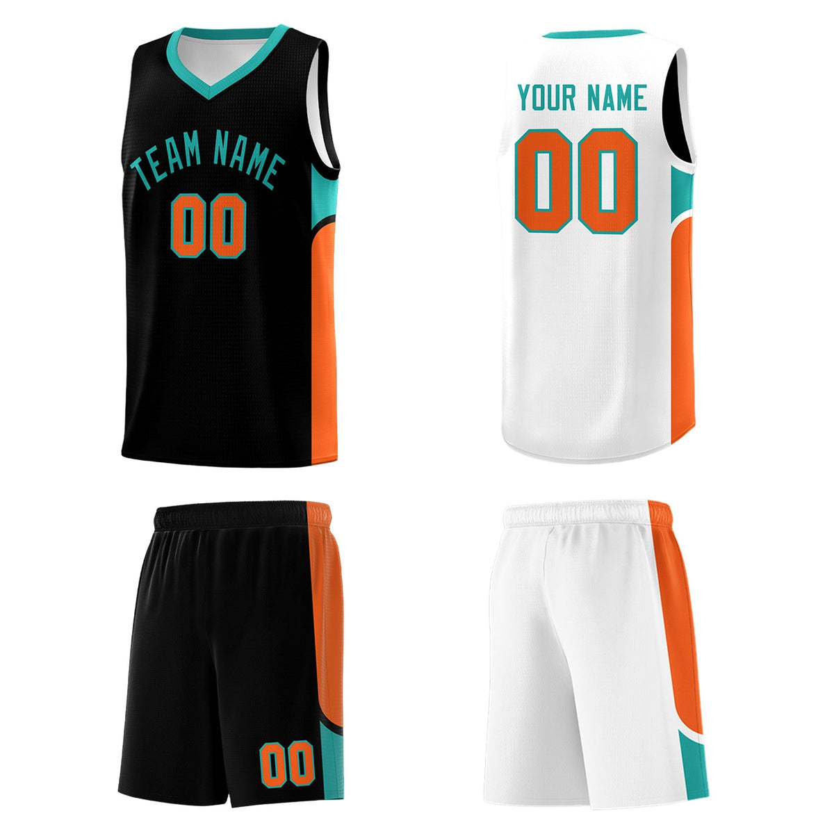 Custom Black White Side U-shaped Patttern Double Side Sports Uniform Basketball Jersey|KXKSHOP