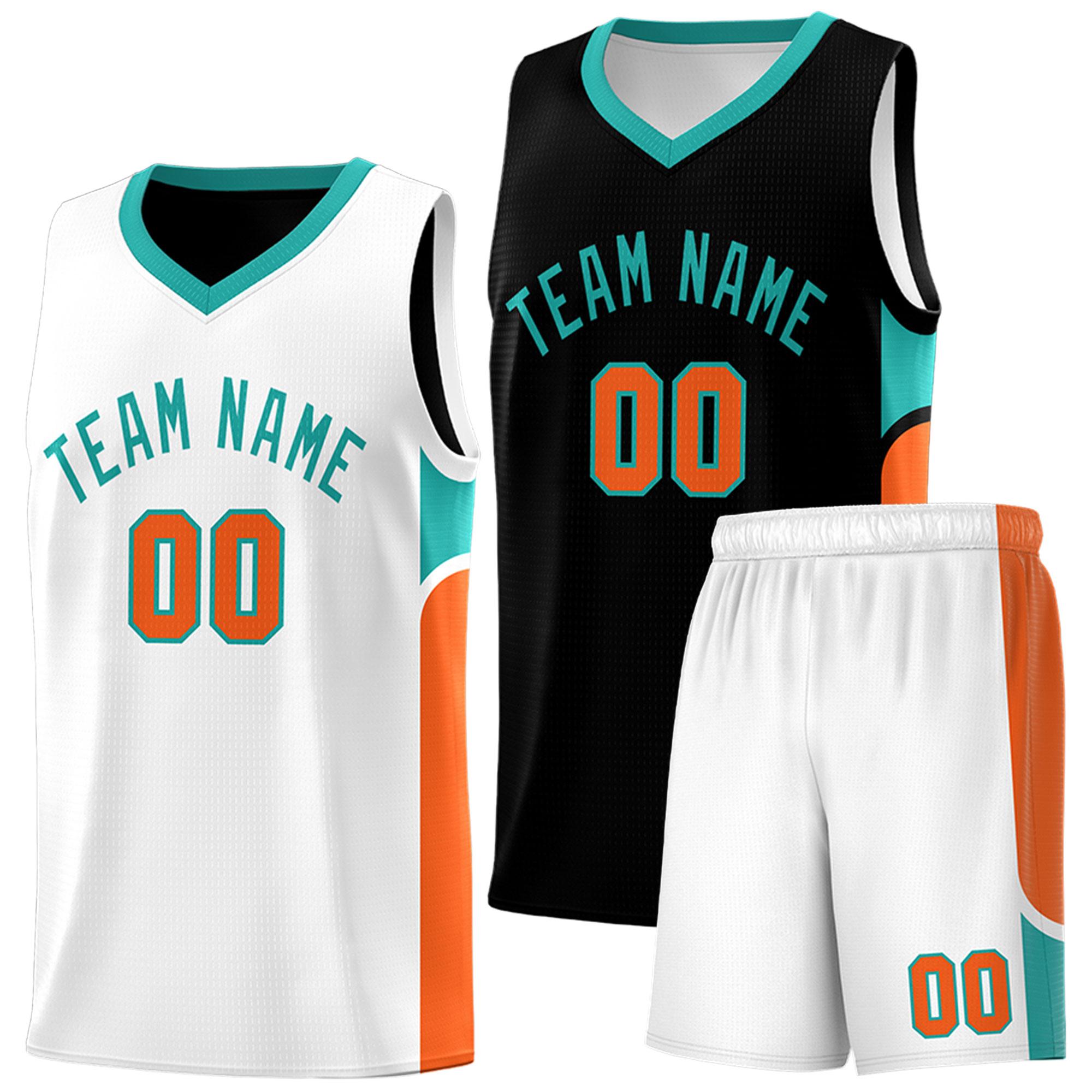 Custom Black White Side U-shaped Patttern Double Side Sports Uniform Basketball Jersey|KXKSHOP