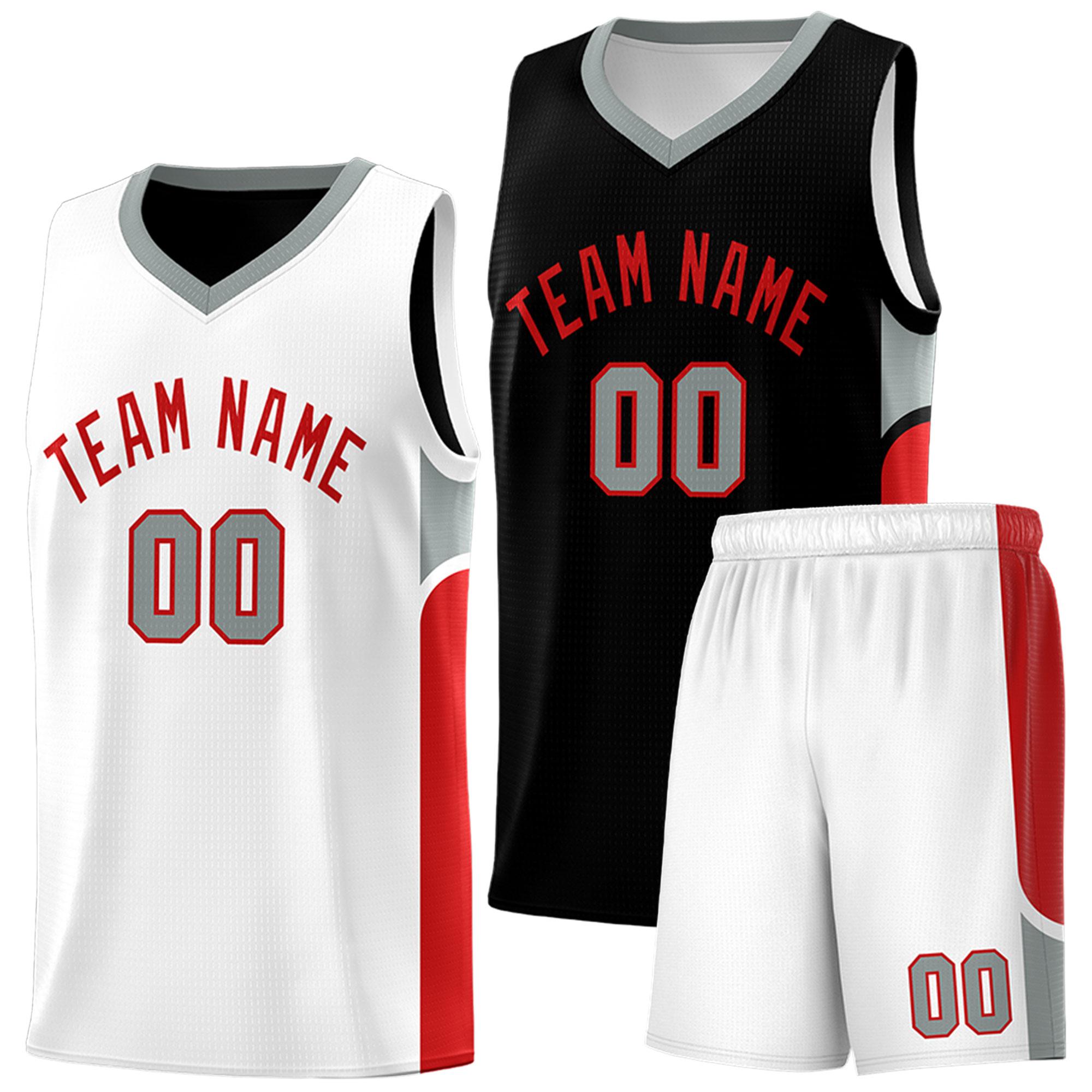 Custom Black White Side U-shaped Patttern Double Side Sports Uniform Basketball Jersey|KXKSHOP