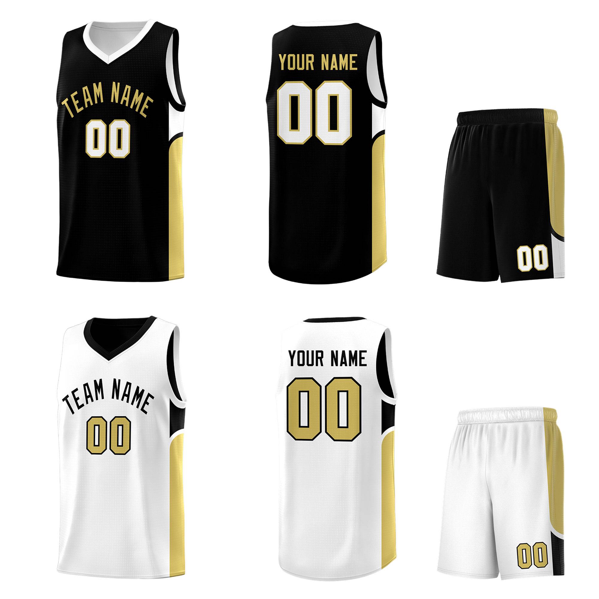 Custom Black White Side U-shaped Patttern Double Side Sports Uniform Basketball Jersey|KXKSHOP
