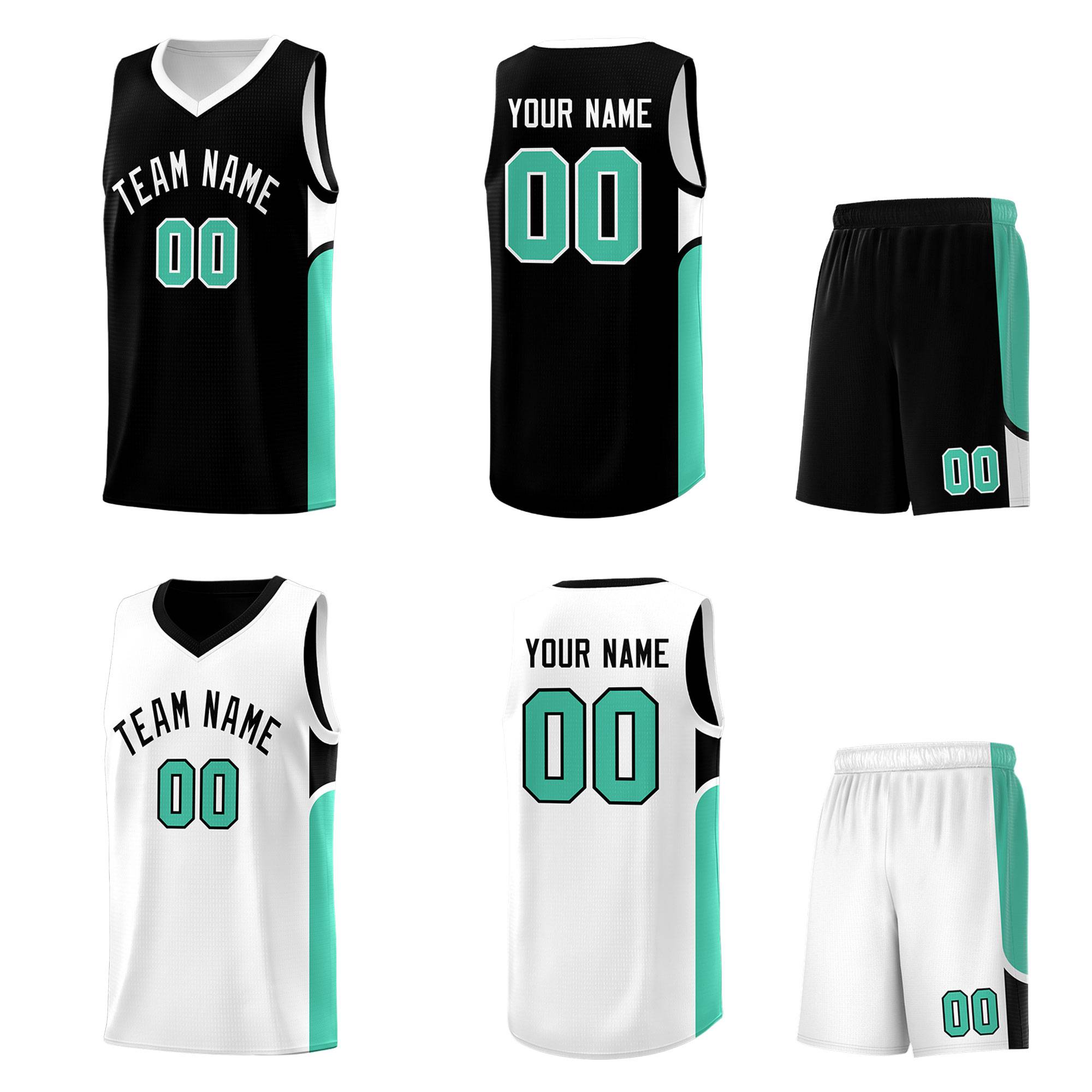 Custom Black White Side U-shaped Patttern Double Side Sports Uniform Basketball Jersey|KXKSHOP