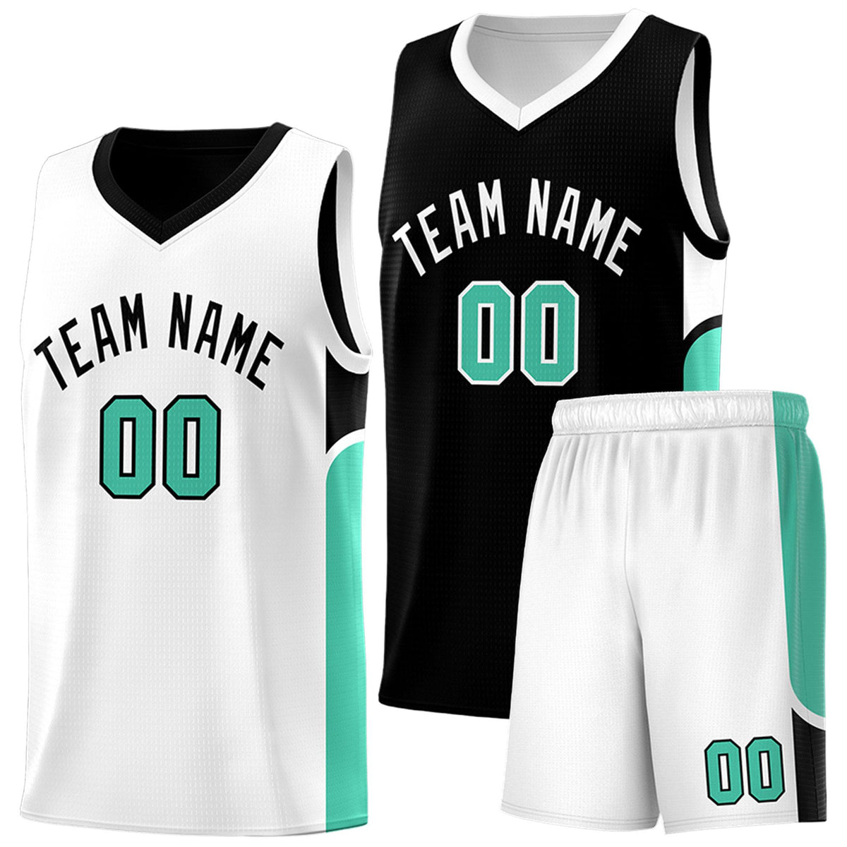 Custom Black White Side U-shaped Patttern Double Side Sports Uniform Basketball Jersey|KXKSHOP
