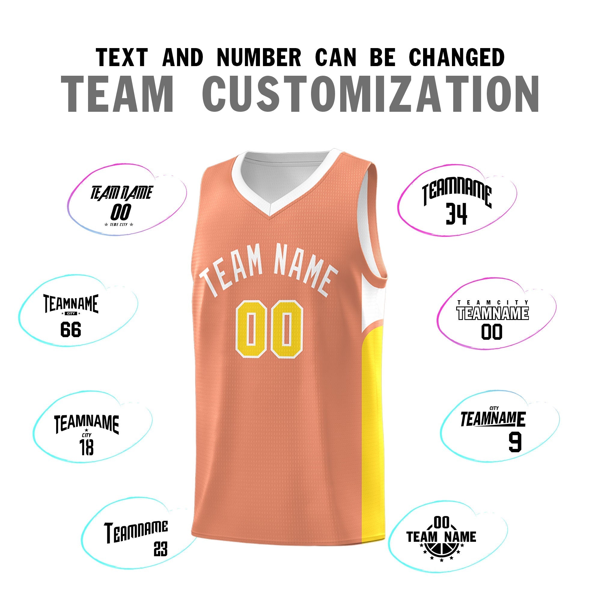 Custom Orange White Side U-shaped Patttern Double Side Sports Uniform Basketball Jersey|KXKSHOP