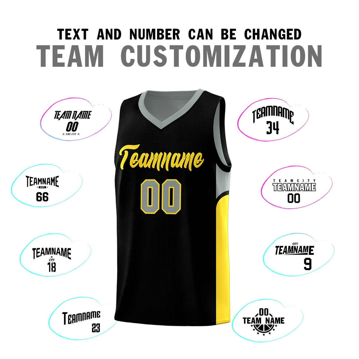 Custom Black Gray Side U-shaped Patttern Double Side Sports Uniform Basketball Jersey|KXKSHOP
