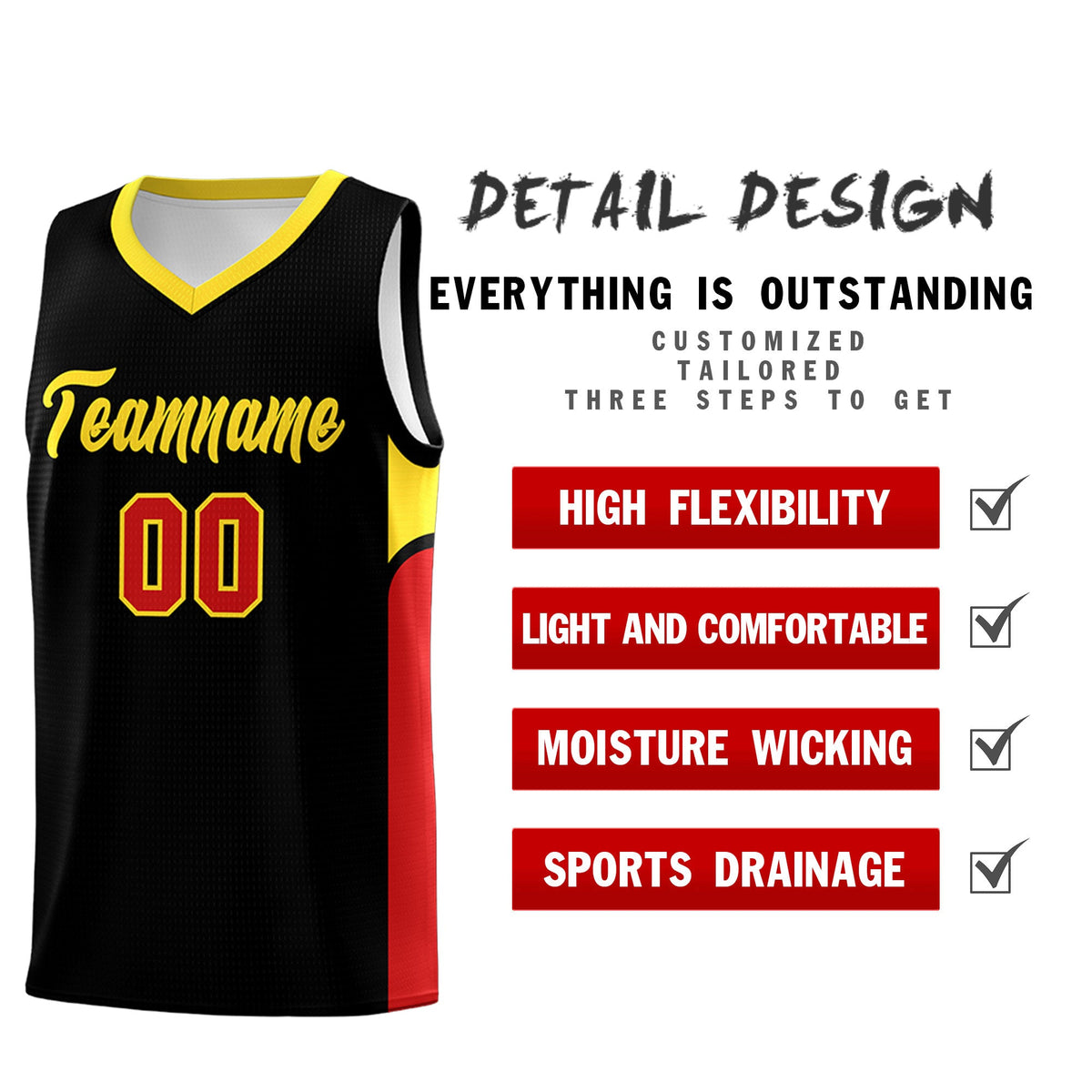 Custom Black White Side U-shaped Patttern Double Side Sports Uniform Basketball Jersey|KXKSHOP