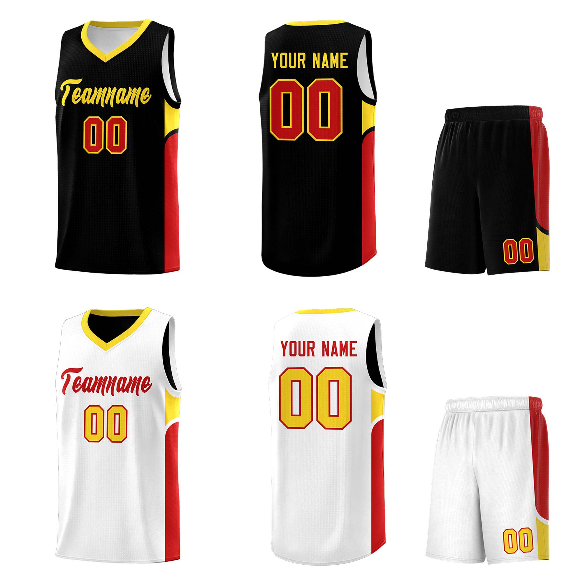 Custom Black White Side U-shaped Patttern Double Side Sports Uniform Basketball Jersey|KXKSHOP